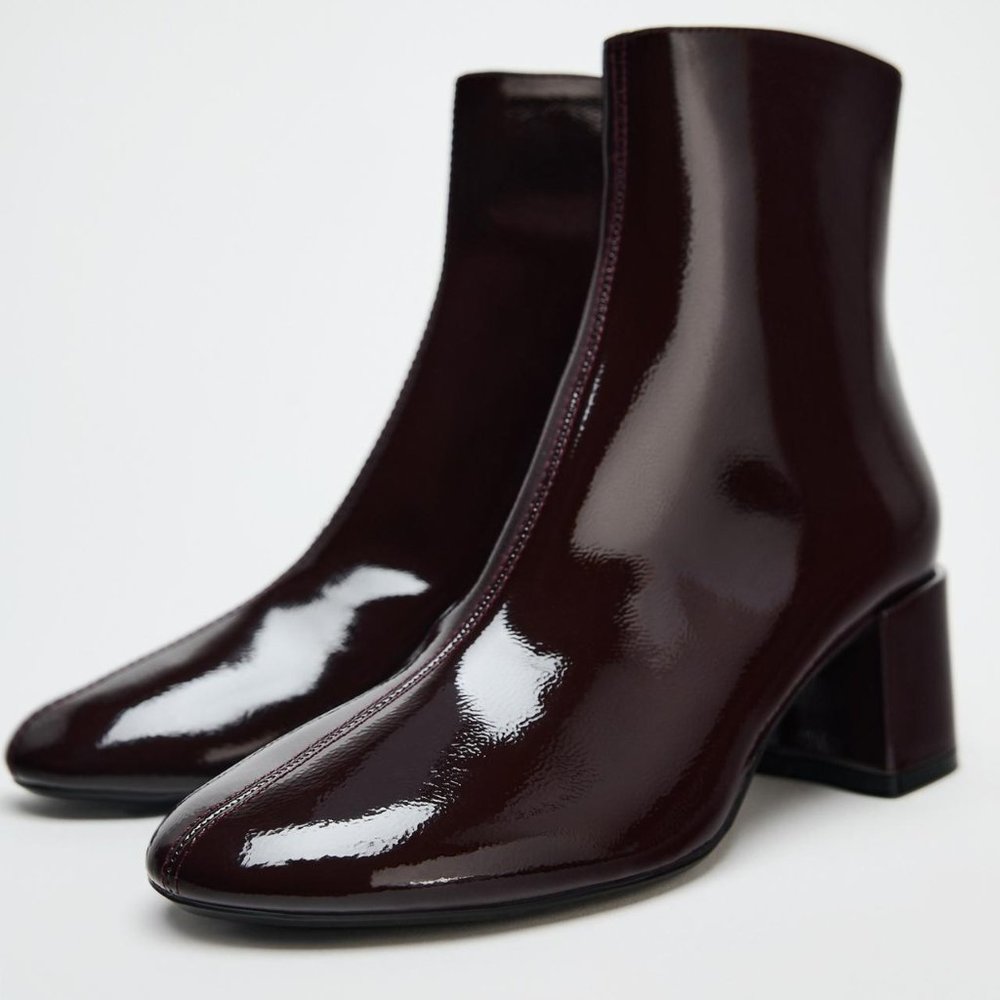 Zara Burgundy Ankle Boots